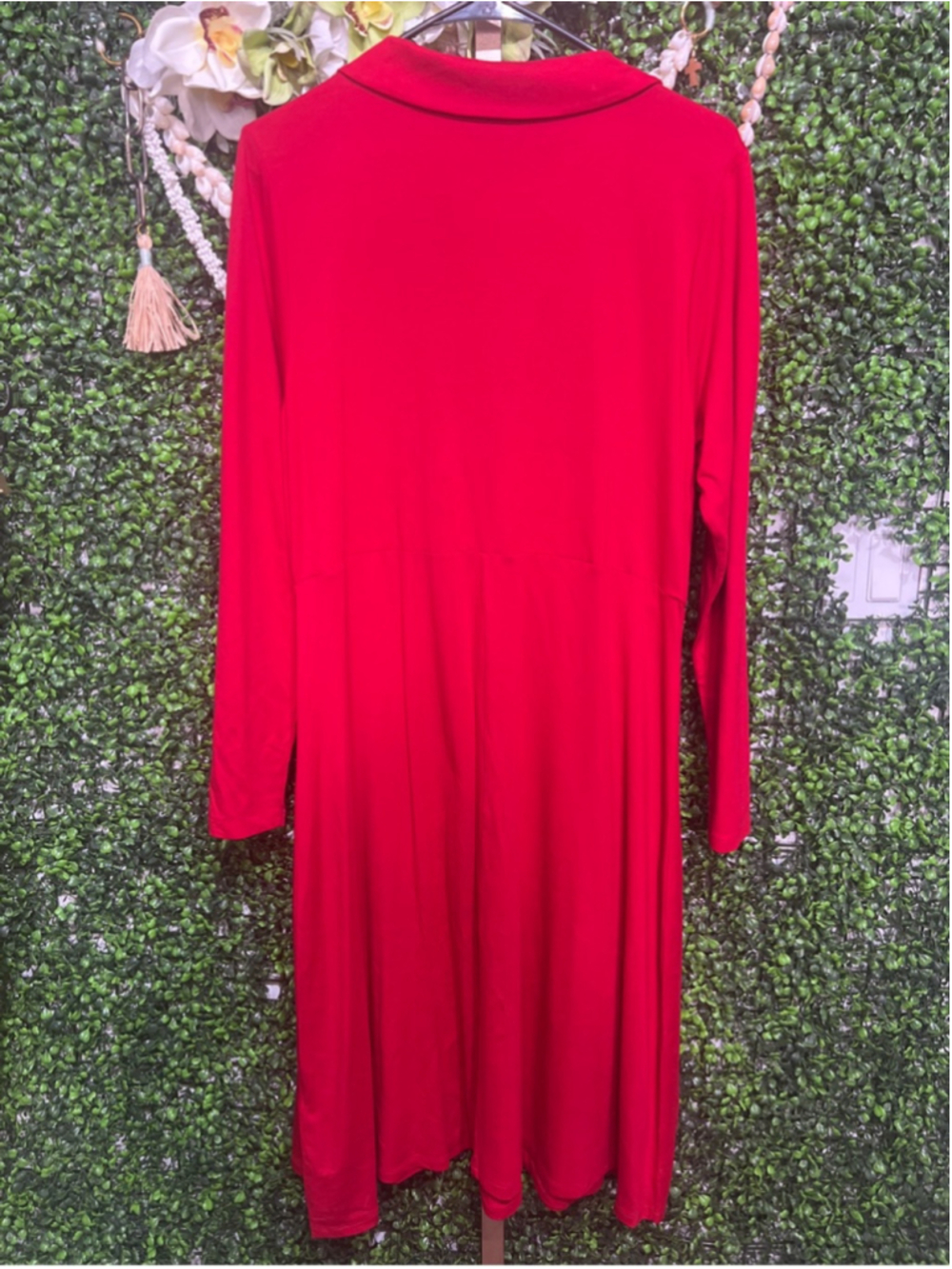 Women's PURE COLLECTION Red Long Sleeve Dress Size 14/16 MIDI - Picture 7 of 7